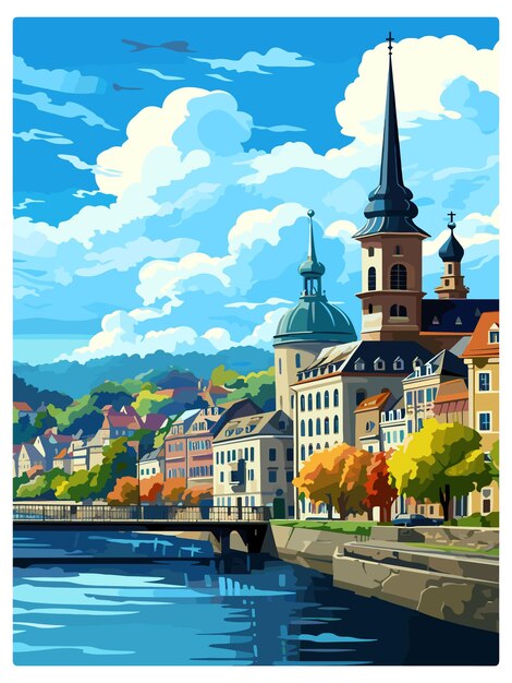 コブレンツ装飾ドイツヴィンテージ旅行ポスターお土産はがき肖像画イラスト