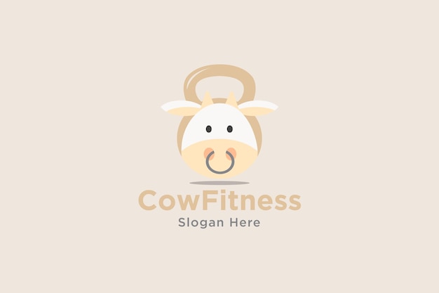 Koe Fitness logo ontwerp sjabloon element vector geschikt voor fitness business kids vector