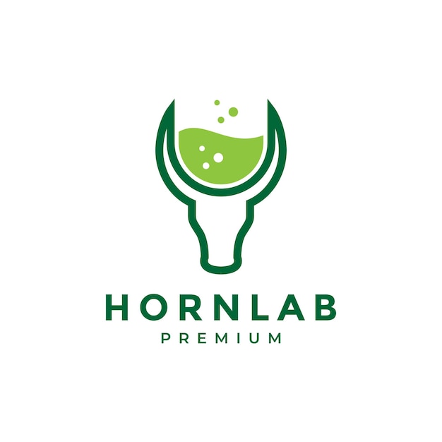 Koe hoofd hoorn lab logo ontwerp vector grafisch symbool pictogram illustratie creatief idee