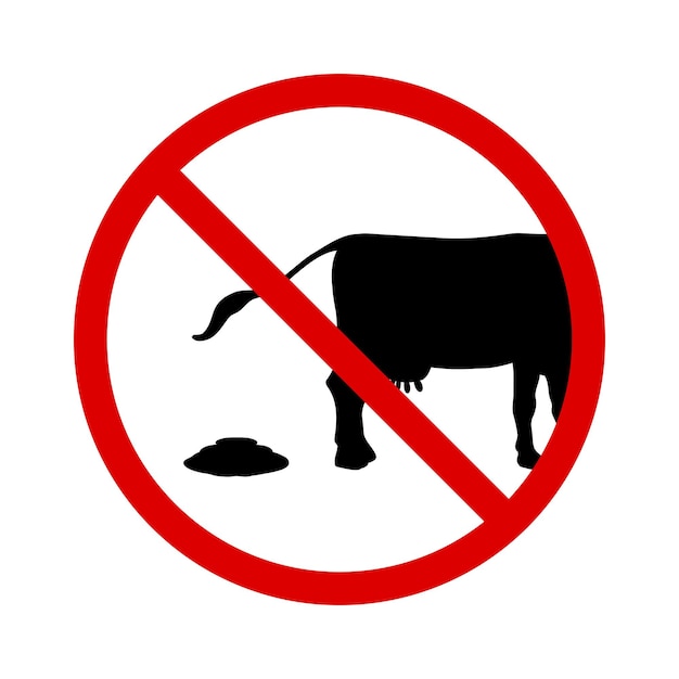 Koe uitwerpselen icoon verboden Grappig icoon met een verbod op het achterlaten van veestront
