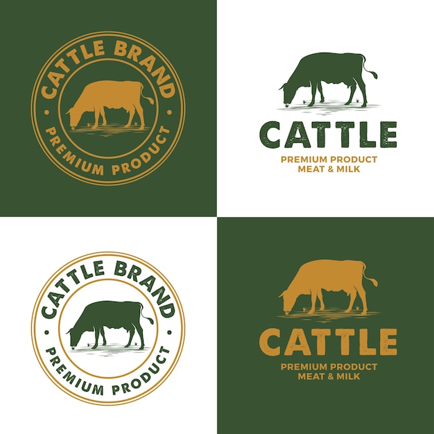 Koeienboerderij logo met premium vector