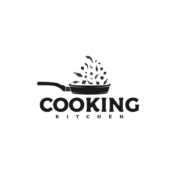 Koekenpan gietijzer, restaurant koken keuken logo