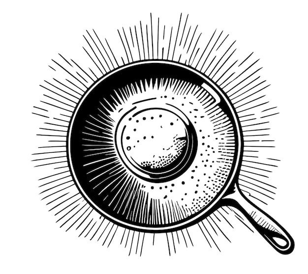 Koekenpan hand getrokken in doodle stijl vectorillustratie