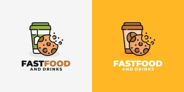 Koekje en drankje fastfood logo ontwerp vector