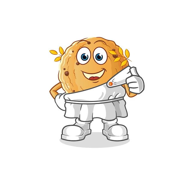 Koekje met Griekse kleding. cartoon mascotte vector