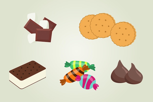 Koekjes en snoepjes vector illustratie set