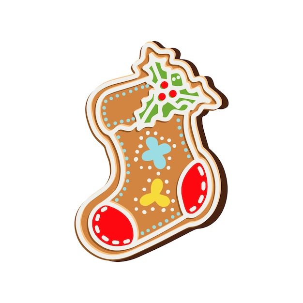 Koekjes in een kerstsok. vector illustratie