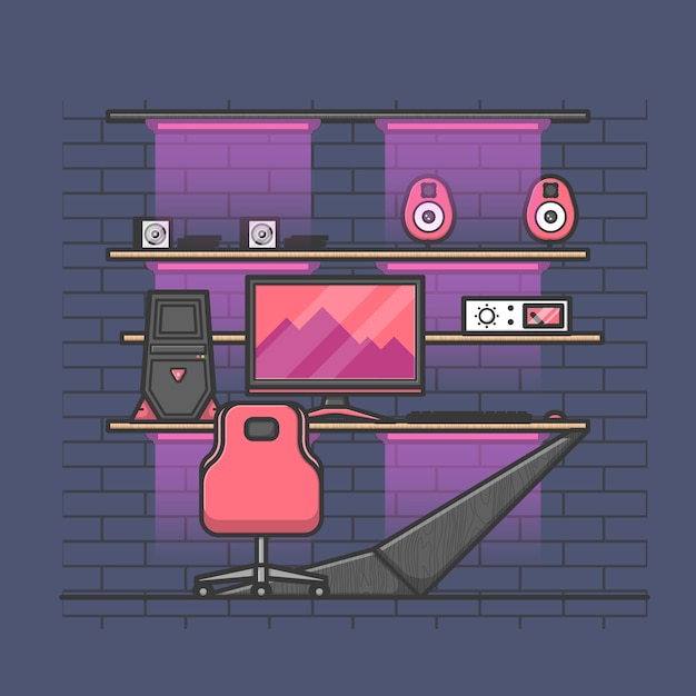 Vector koel gamer kamer ontwerp