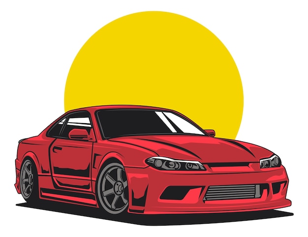 Koel rood auto deisgn illustratieconcept met vector grafisch bestand