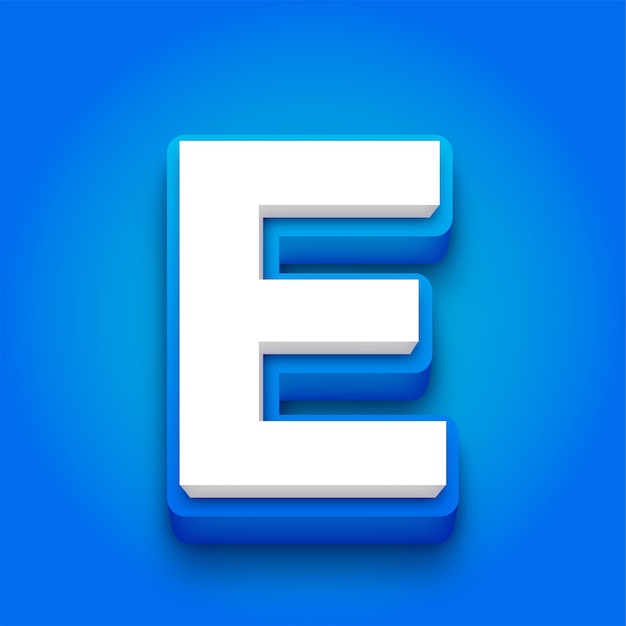 Koele blauwe en witte letter E op een blauwe achtergrond