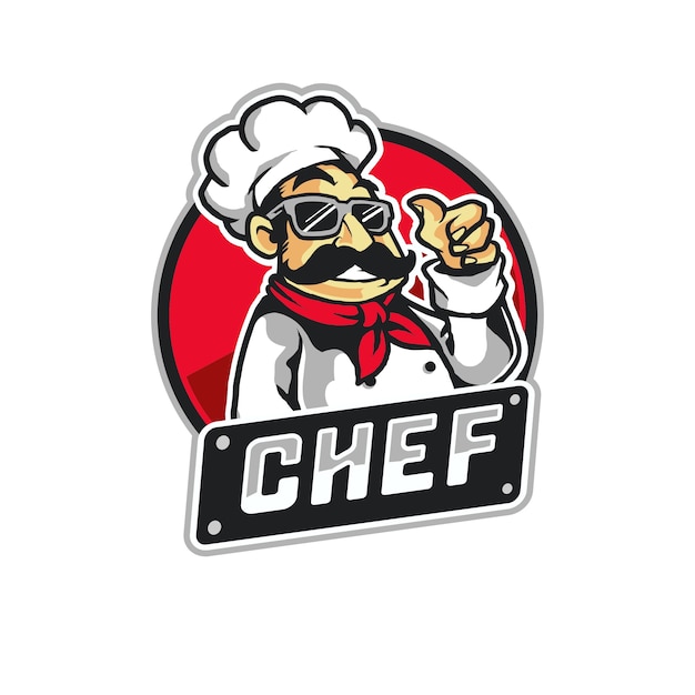 Koele Chef-kok Cooking Mascot Logo Illustration