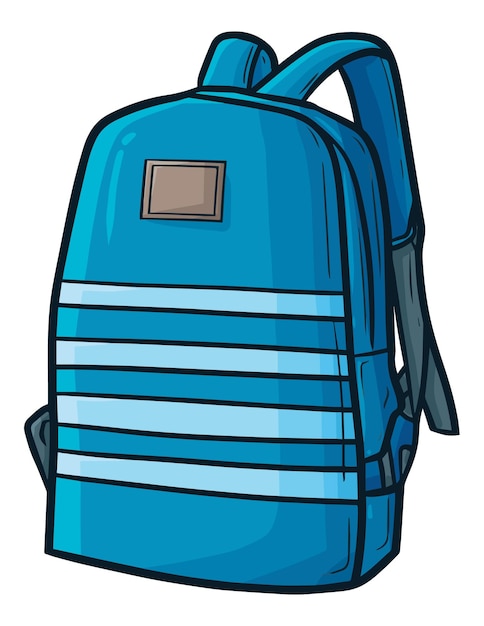 Vector koele donkerblauwe strepen rugzak cartoon illustratie