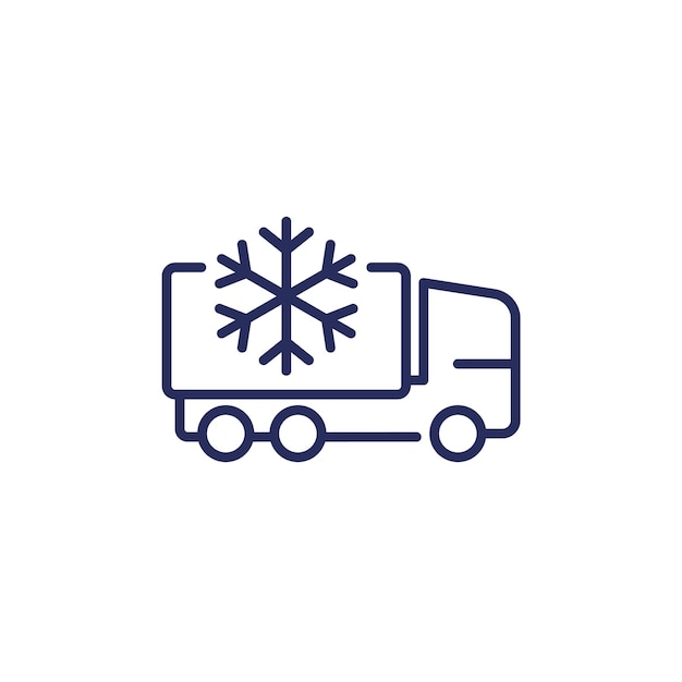 Vector koelkast vrachtwagen lijn pictogram transport met koelkast