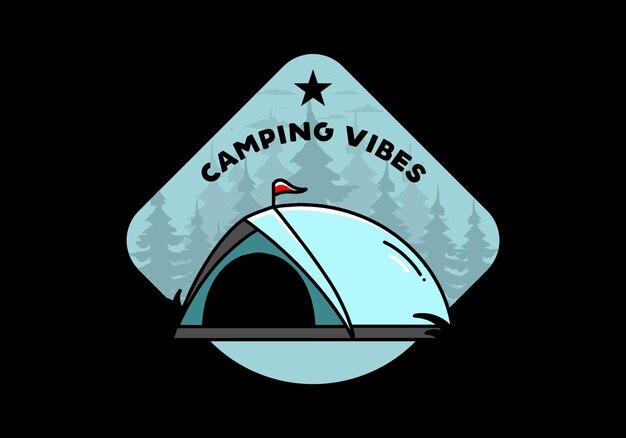 Koepeltent camping illustratie badge ontwerp