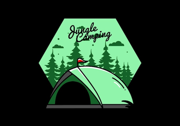 Koepeltent camping illustratie badge ontwerp