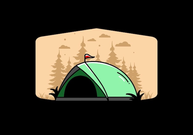 Koepeltent camping illustratie badge ontwerp