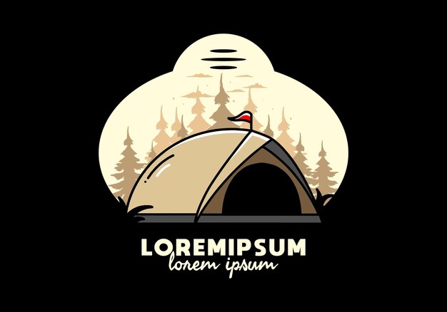 Koepeltent camping illustratie badge ontwerp