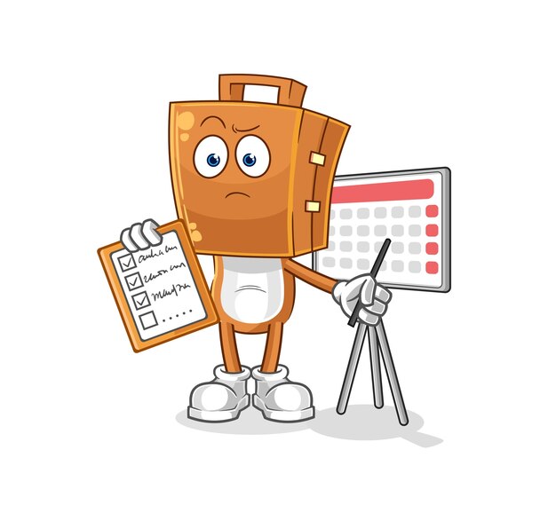 Koffer hoofd schema lijst vector stripfiguur