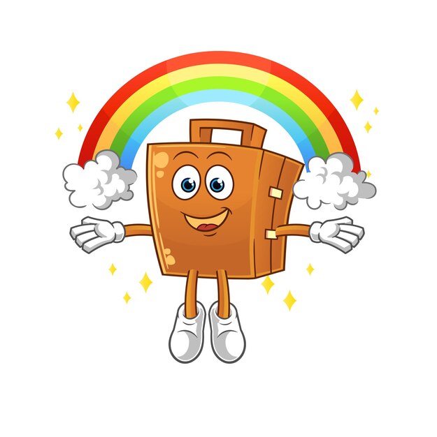 Koffer met een regenboog cartoon vector