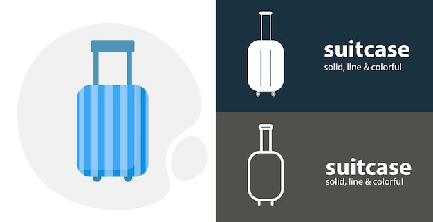 Koffer plat icoon met koffer eenvoudige lijn icoon