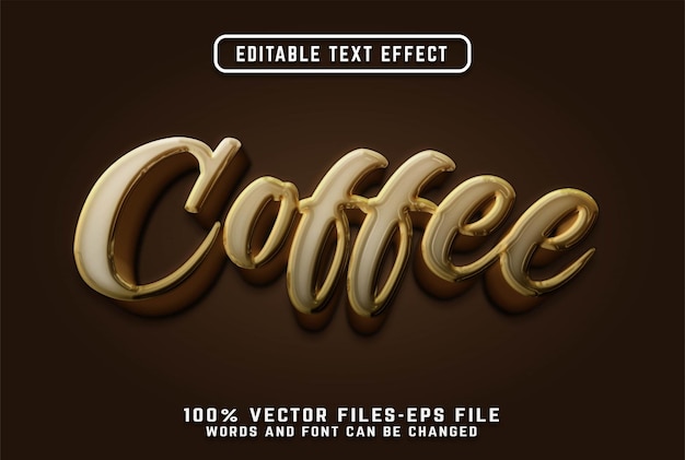 Koffie 3d teksteffect premium vectoren