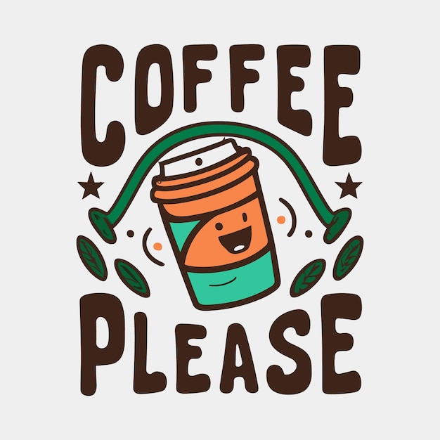 Koffie alsjeblieft typografie t-shirt ontwerp of belettering koffiesticker set generatieve Ai