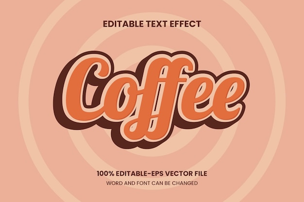 Koffie bewerkbaar teksteffect