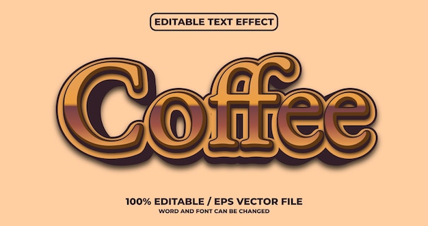 Koffie bewerkbaar teksteffect