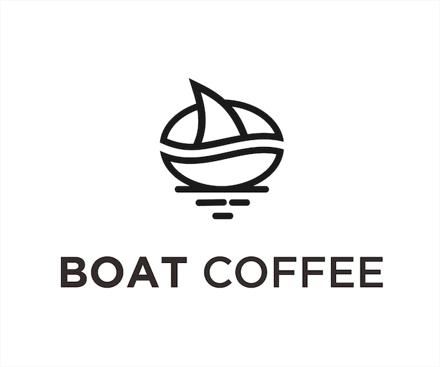 Koffie boot logo ontwerp vectorillustratie