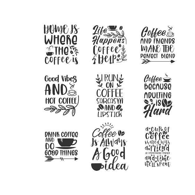 Koffie citaat belettering van ontwerp