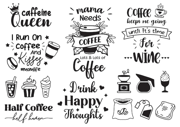 Koffie citaat illustratie vector voor spandoek, poster, flyer