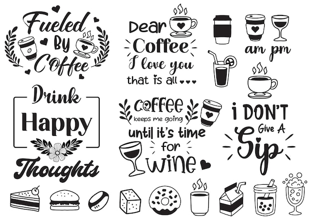 Koffie citaat illustratie vector voor spandoek, poster, flyer