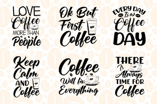 Koffie citaten belettering SVG-ontwerpbundel voor tshirt en merchandise