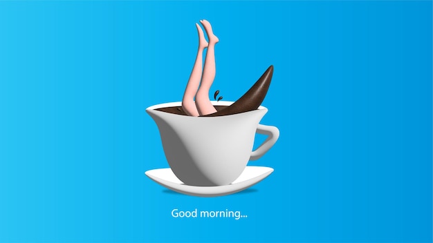 Koffie concept 3d poster ochtend