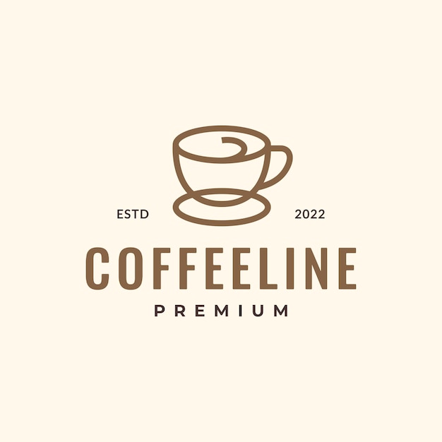 koffie drank lijn stijl eenvoudige hipster vintage gekleurde logo ontwerp vector pictogram illustratie