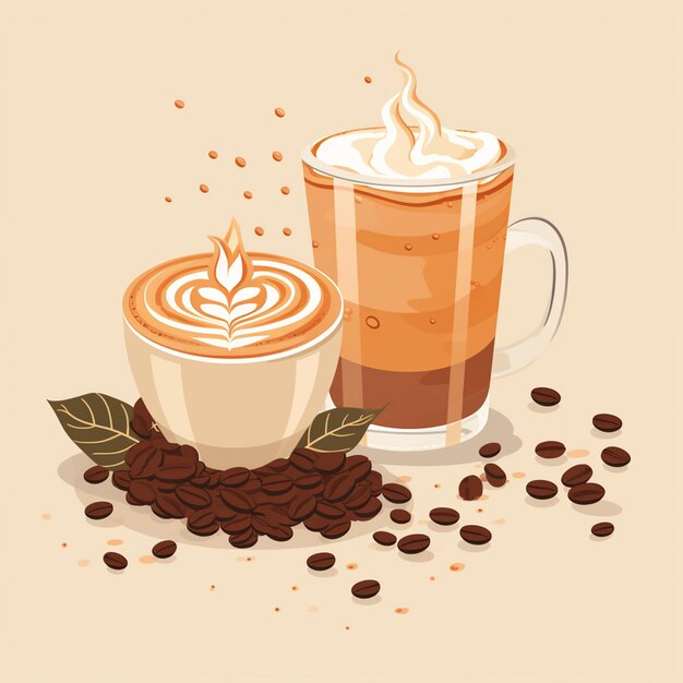 Vector koffie drinken vectorillustratie café kopje drank espresso ontwerp cappuccino achtergrond