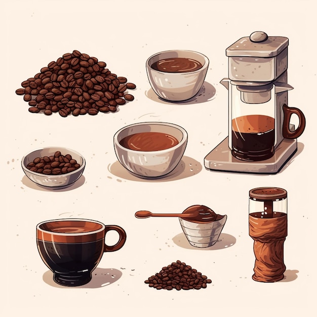 Vector koffie drinken vectorillustratie café kopje drank espresso ontwerp cappuccino achtergrond
