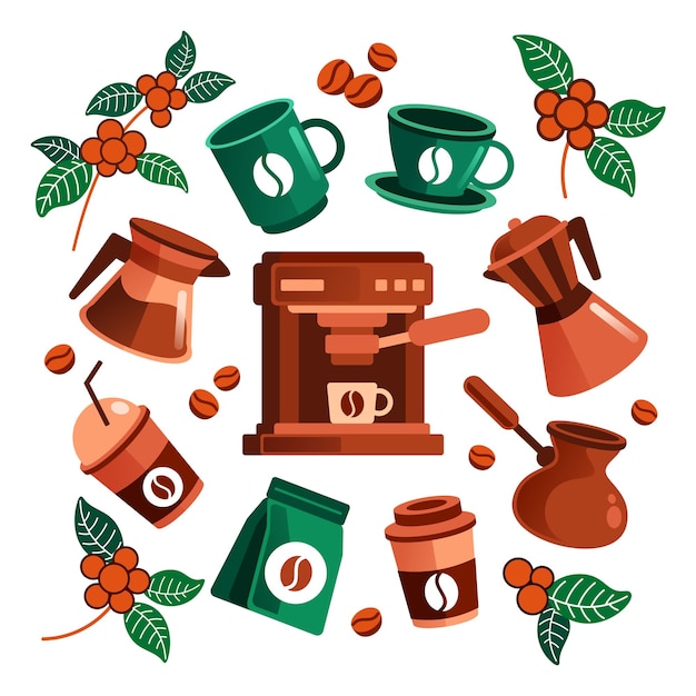 Vector koffie elementen vectorillustratie