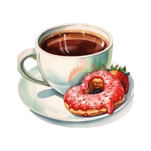 Koffie en Aardbei Mode Doughnut