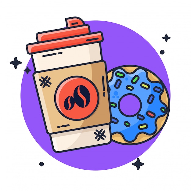 Koffie en donuts illustratie