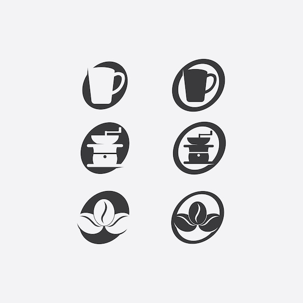 Koffie en koffieboon pictogram vector illustratie sjabloon