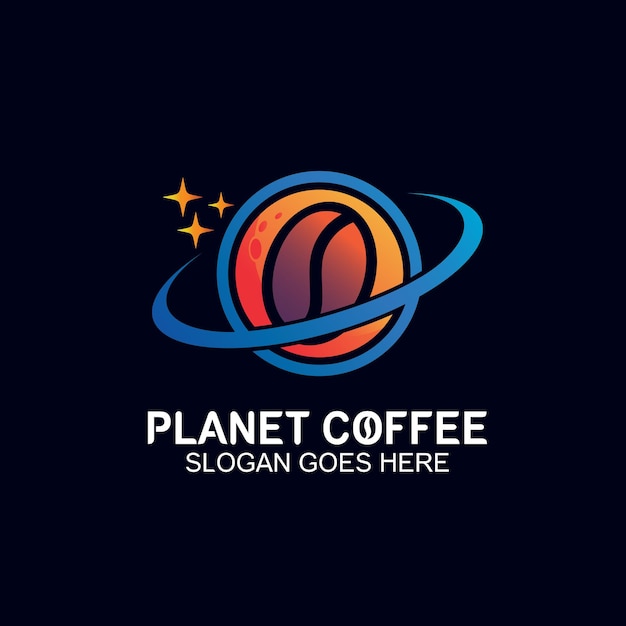 Koffie en planeet illustratie logo ontwerp