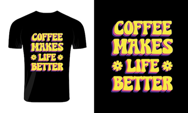 Koffie golvende svg T-shirt typografie ontwerpconcept