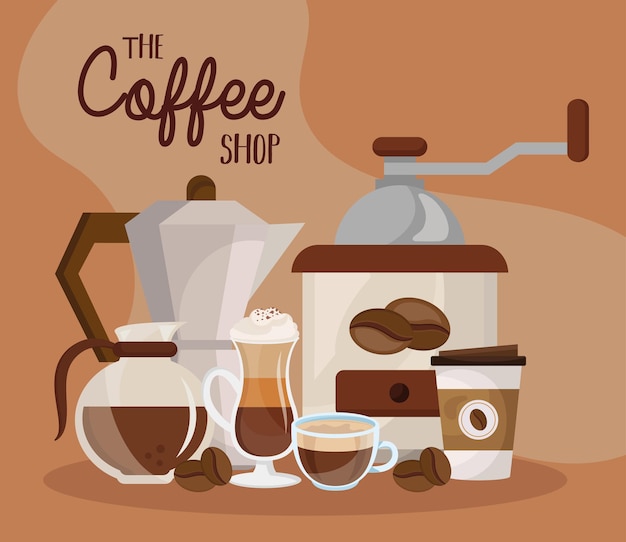 Koffie heerlijk drankje en belettering: de coffeeshop