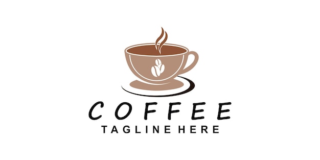 Koffie icoon logo en coffeeshop logo ontwerp inspiratie met creatieve element premium vector