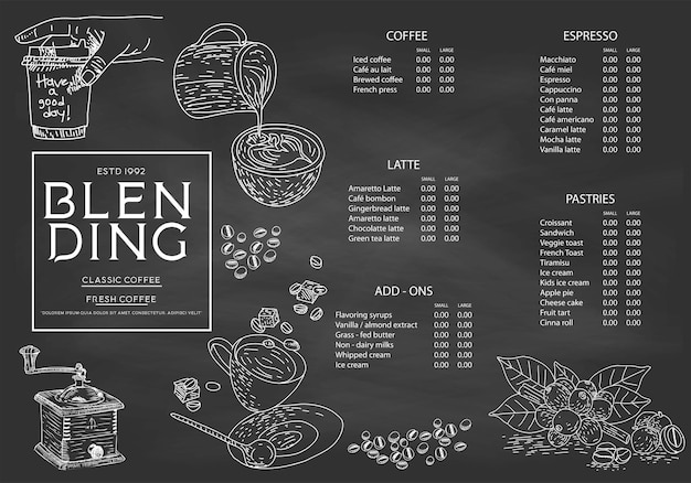 Vector koffie-illustratie voor poster- of menu-sjabloon