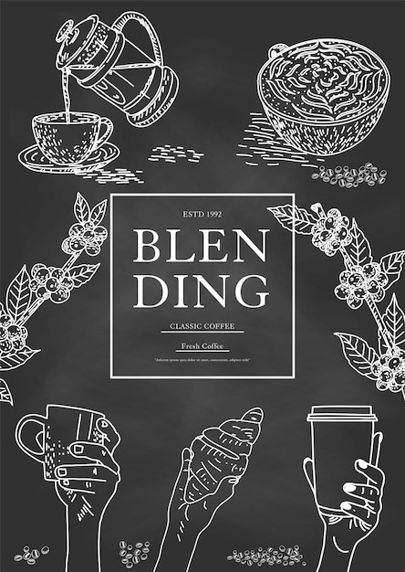 Koffie-illustratie voor poster- of menu-sjabloon