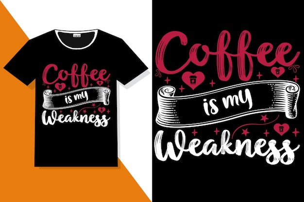 koffie is mijn zwakte handschrift of koffietypografie t-shirt