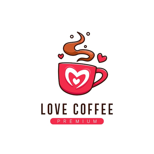 Koffie liefde logo symbool in leuke leuke stijl cartoon