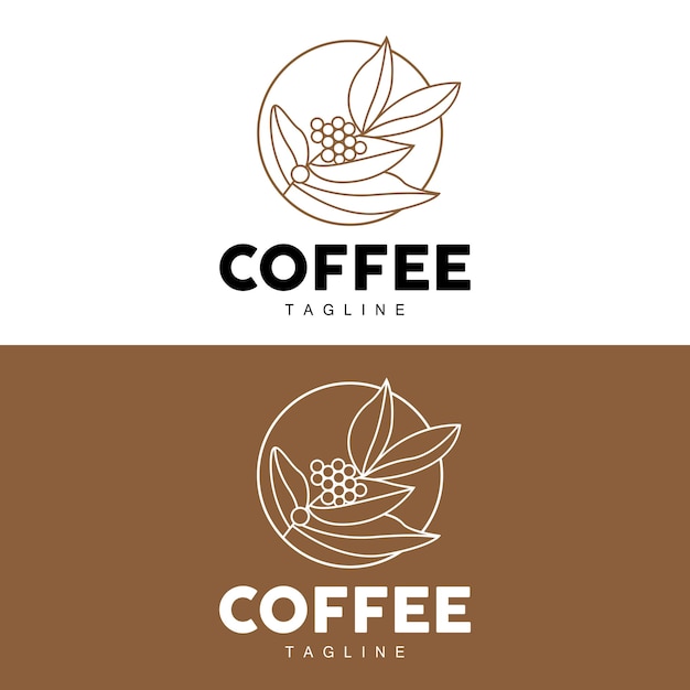 Koffie Logo Coffee Tree Design Cafe Drink Vector Icon Merk Illustratie Symbool